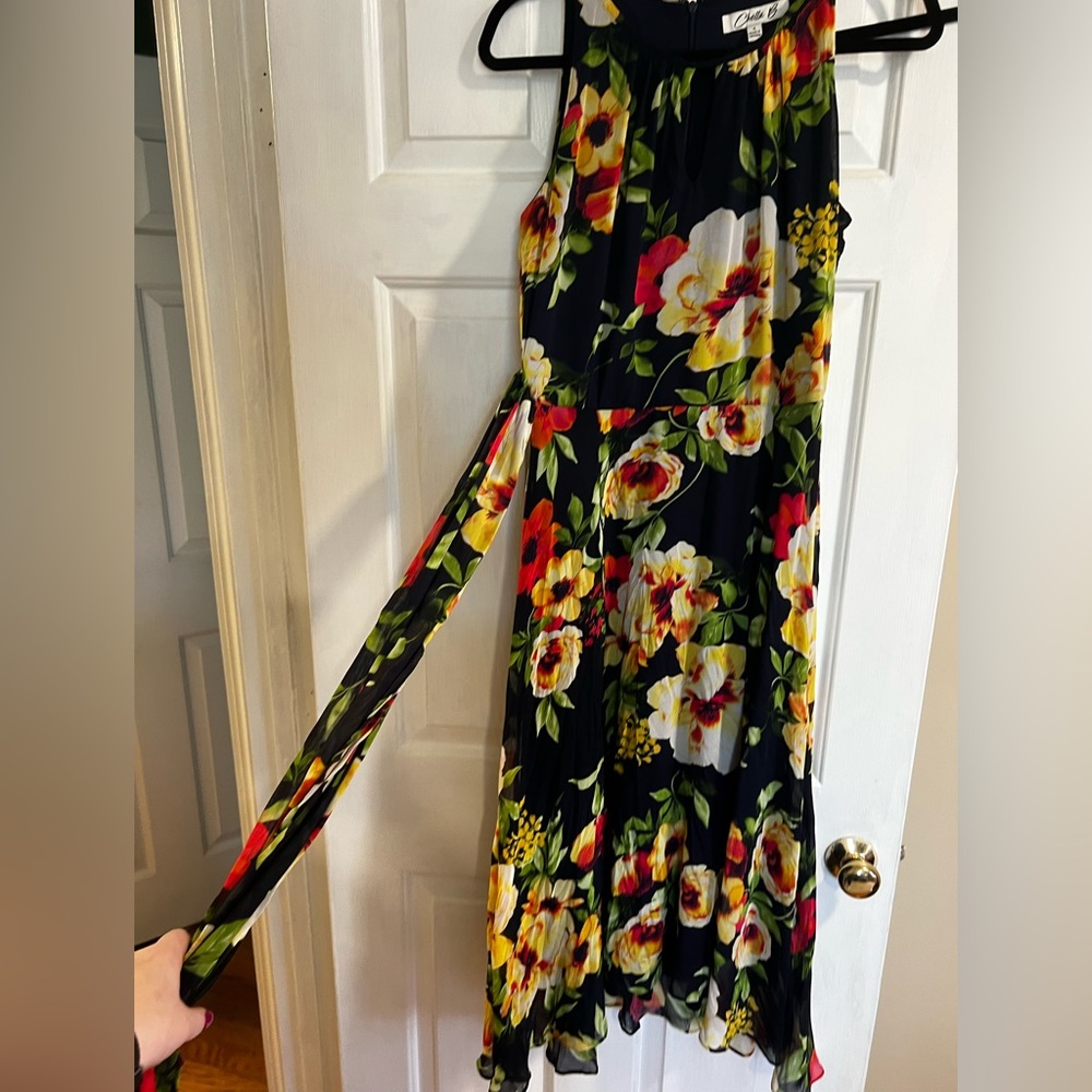 Blue floral midi dress